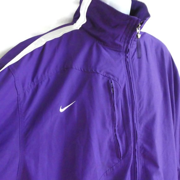 SOLD Nike 90s Windbreaker Track Purple White Striping Back Cape Mesh Lining  L - Picture 2 of 9